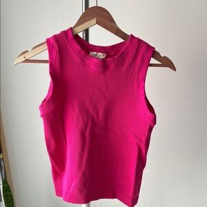 Moa Moa Fuchsia neon pink Ribbed Tank Top